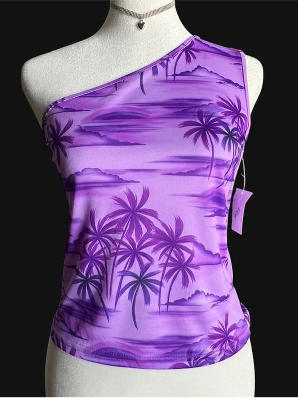 Ocean Drive Purple One-Shoulder Swim Top